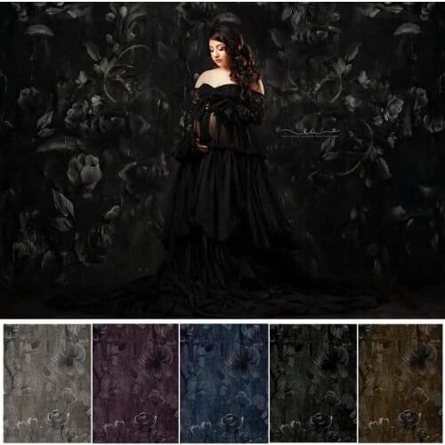 Mocsicka Black Abstract Texture Flower Photography Background Child Pregnant Woman Art Portrait Photo Backdrop Decor Prop Studio