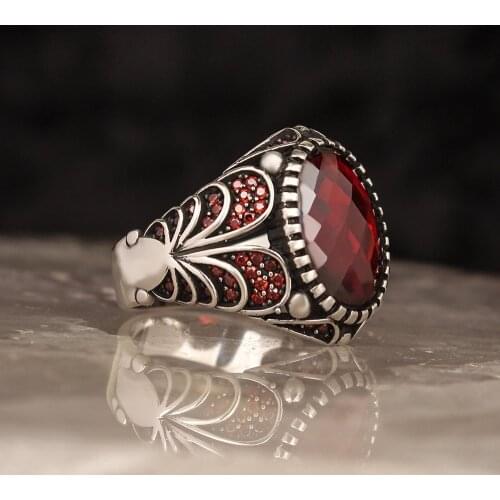 925 Sterling Silver Ring for Men Zircon Stone Jewelry Fashion Vintage Gift Onyx Aqeq Mens Rings All Size