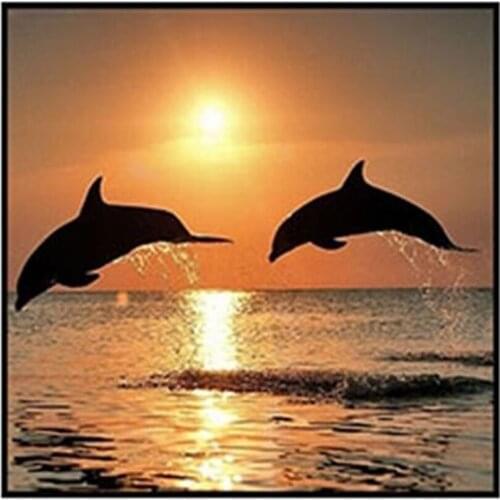 Full Diamond Embroidery 5D Diy Diamond Painting Full Drill Round Diamond Mosaic Animals Home Decoration handcraft dolphin AS098