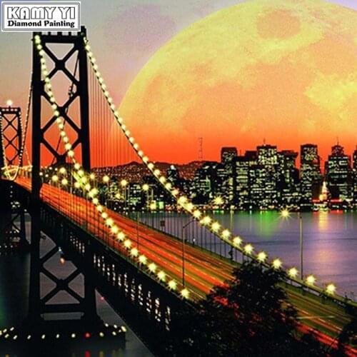 Full Round Diamond Mosaic square Sunset night view Painting Diamond Stitch Crystal Diamond Paintings LWR