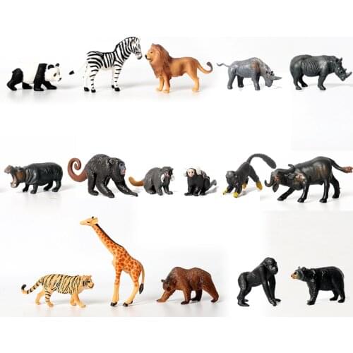 Realistic Mini Jungle Wild Forest Animals Figures Panada Elephant Orangutan Lion Bear monkey Model Party Favors Cupcake Toppers