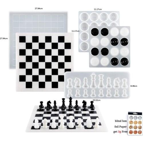 Chess Silicone Mould DIY Crystal Epoxy Mold Three-dimensional Chess Board Silicone Mold set Chess King and Queen Silicone Mold