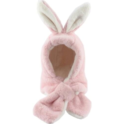 Cartoon Cute Bunny Hat Winter Warm Faux Fur Neck Protection Cap Women Girls Party Cosplay Rabbit Ears Hats