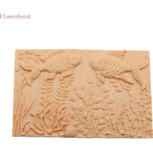 Fondant Cake Silicone Mold Marine Series Goldfish Shell Coral Aquatic Baking Cake Surrounding Decoration Chocolate Candy Mold