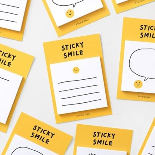 SKYSONIC 40 Sheets Sticky Smile Memo Note Line/Frame Self Adhesive Paper Korean Stationery Sticky Notes Pads Supplies