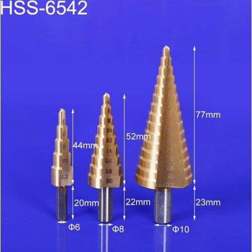 Step drill bit 32mm Triangle auger drill 4-32mm/4-20mm/4-12mm Triangular shank drill Straight flute step triangular pagoda shape