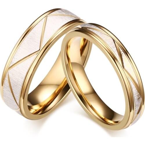 Unique Dubai Gold color emery matte wedding rings for couples without stone mens womens jewelry finger ring marriage 4mm 6mm