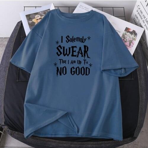 I Solemnly Swear That I Am Up To No Good T-shirts Woman Hip Hop O-neck Ladies New Summer Clothes Fashion Leisure K-pop Camisetas