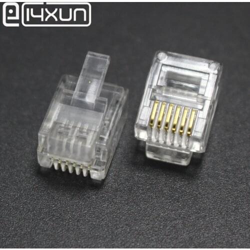 EClyxun 10PCS/Lot telephone Cable crystal head RJ11 RJ12 universal 6 core 6p6c crystal joint network