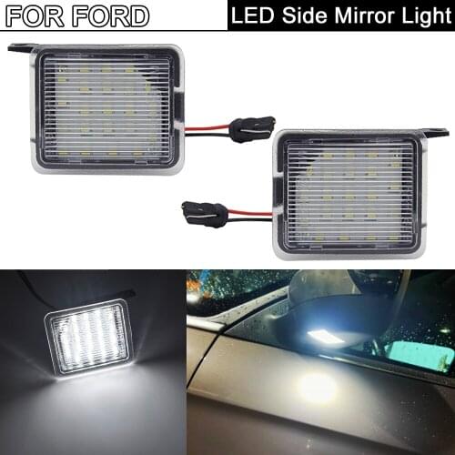 2Pcs White LED Under Side Mirror Puddle Light Courtesy Lamp For Ford C-Max Galaxy Grand Focus Kuga Escape Mondeo S-Max