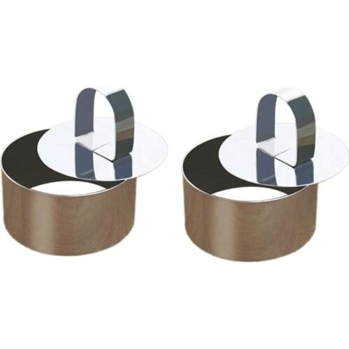 2 Pcs Stainless Steel Dessert Mousse Mold Food Tower Presentation Cooking Ring Cake Cutters with Pusher (Round)
