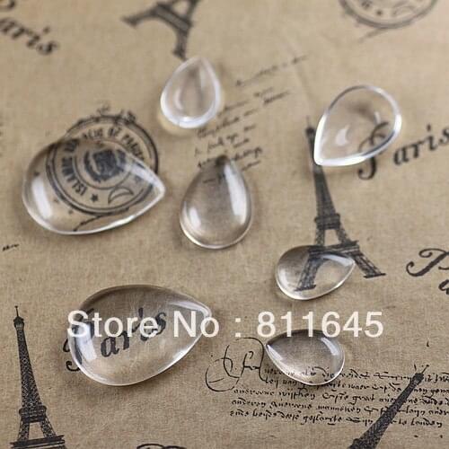 200pcs/lot 18*25mm teardrop clear domed magnifying glass cabochons, photo jewelry pendant inserts