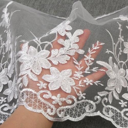 30Yards Embroidered Lace Trim Gift Wrap Wedding Invitation Cards Lace Ribbon 31cm Wide DIY Craft Floral Trimming Supply