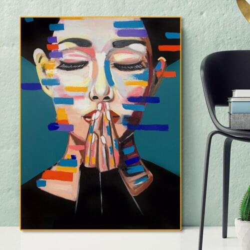 Abstract Graffiti Art Prayer Girl Canvas Paintings Pop Street Wall Art Posters and Prints Wall Pictures for Living Room Cuadros