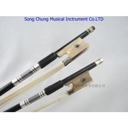 Carbon fiber violin bow plaid pattern inlaying white transparent
