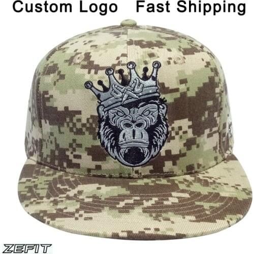 Custom baseball cap customized army camo 3d text fitted full close hip hop tennis golf snap back trucker cap custom snapback hat