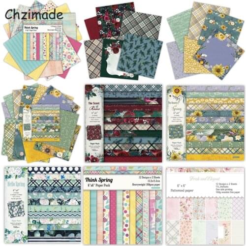 Chzimade 12Sheets Flower Design Scrapbooking Paper Packs Background Pad For Cards Making Diy Decorative Scrapbook Paper Crafts