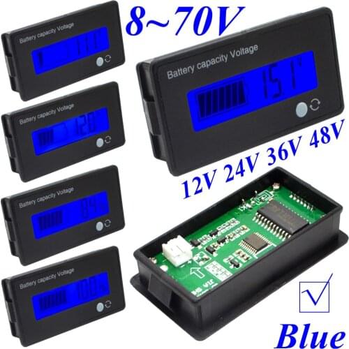 8-70V Blue LCD Acid Lead Lithium Battery Capacity Indicator Digital Voltmeter Voltage Tester Free Shipping 10000869_B