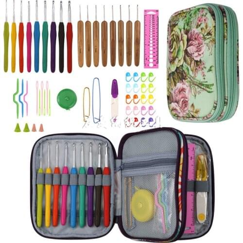 Ergonomic crochet hook with arthritis hand protector, extra long crochet hook, sewing kit accessories