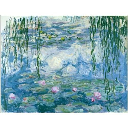 Hot 5D DIY Diamond Painting Monet Water Lilies Embroidery Pattern Wall Art diamond Painting for Living Room Home Wall Decor Gift