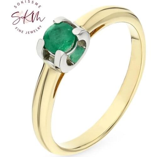SKM luxury Designer emerald rings for women Vintage 14k rose gold Engagement rings designer Promise Luxury Fine Jewelry
