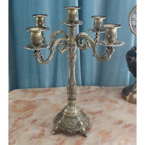 H38cm bronze plated metal candle holder 5 arm candy bar metal candelabra decoration maison for home decoration ZT121