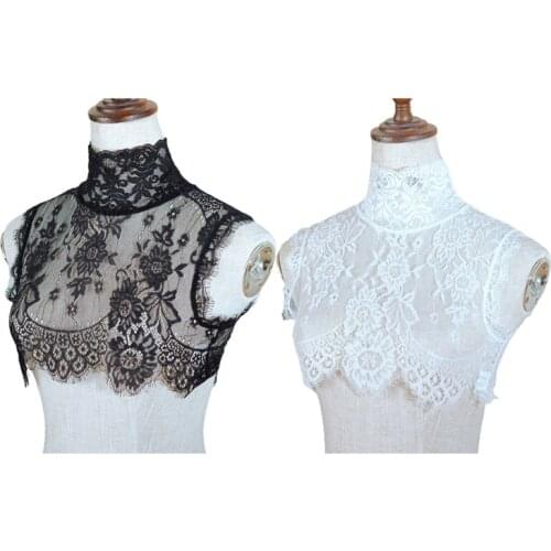 1 Pc Lady Shirt False Collar Lace Detachable False Faux Collar Cuff Choker Tie Korean Style Hollowed-Out Collar LX9E
