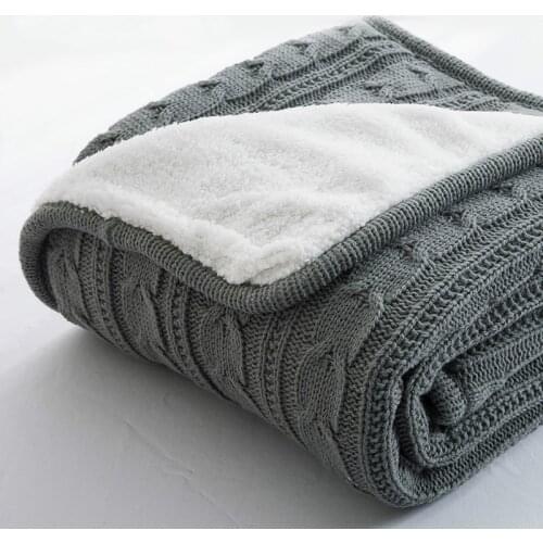 2020 Hot 100% Cotton High Quality Sheep Velvet Blankets Winter Warmth Knitted Wool Blanket Sofa/Bed Cover Blanket Knitted Quilt
