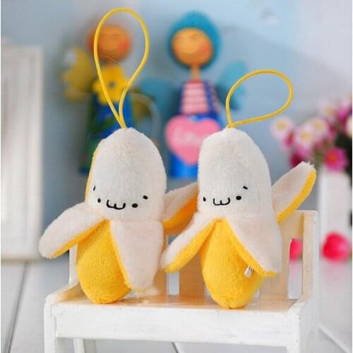 Wholesale 20pcs kawaii charms plush banana lanyard for cell phone pendant accessories wedding decoration gift keychain Free Sh