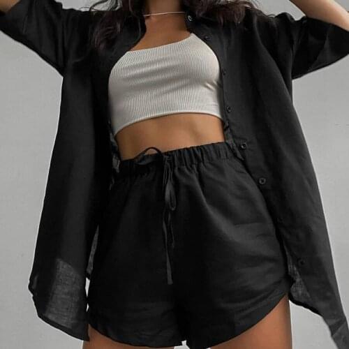 BoozRey Casual Summer Green Short Set Tracksuit Lounge Wear Two Piece Suit Long Shirt and High Waist Shorts Outfits Women