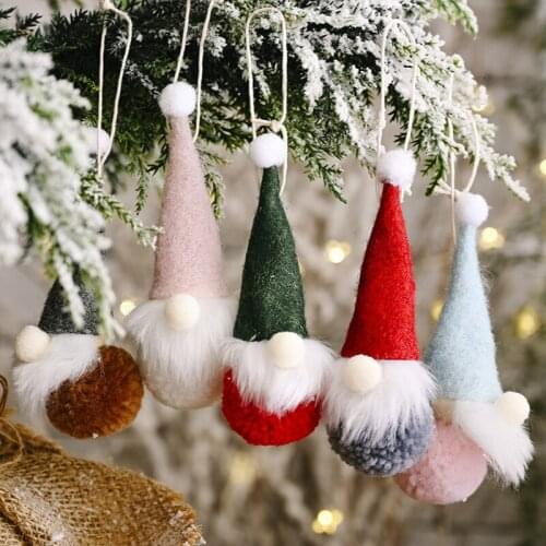 Gnome Christmas Tree Hanging Pendant Cute Plush Gnomes Doll Toys Children Happy New Year Xmas Party Gift DIY Home Room Ornament