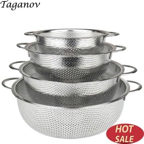 Stainless Steel Strainer Mesh Micro-Perforated Colander for Draining Rinsing Washing Ideal for Vegetables Fruits Dishwasher Safe