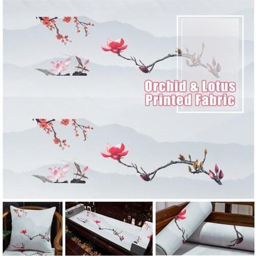 3 Sizes Chic Lotus Pringting Fabric Chinese Traditional Style Fabic For Sewing Patchworks Quilting Fabric Sofa Covers