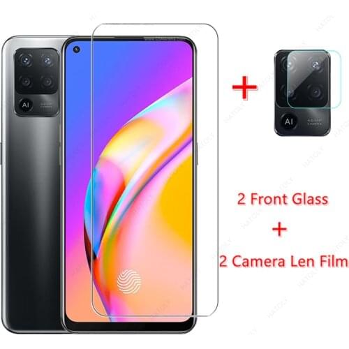 2PCS For OPPO A94 Glass for OPPO A94 4G Tempered Glass Film Screen Protector HD Camera Len Film for OPPO A94 A74 A54 5G