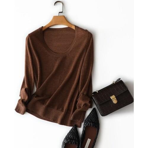 Thin 100% Cashmere Women Sweater and Pullovers Office Lady O-Neck New 2020 Autumn Warm Knitted Sweater for Women