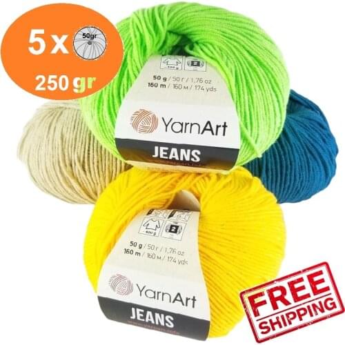 Yarnart Jeans Yarn 5x 50gr-160m %55 Cotton - %45 PolyAcr Cardigan Sweater Shawl Blouse Home Textile Amigurumi Crochet Knitting