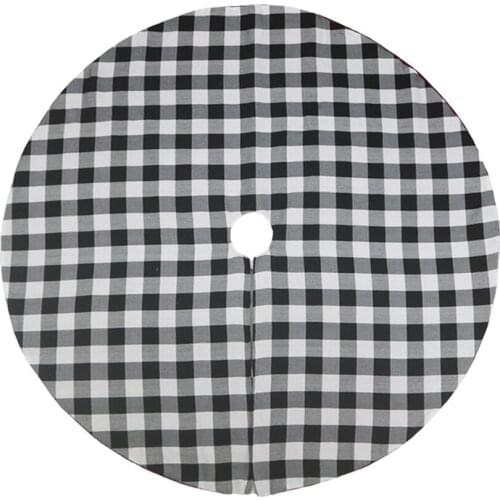 Christmas Tree Skirt Black & White Plaid Non-woven Fabric Tree Xmas Ornaments for Christmas Decorations Holiday