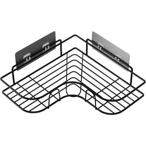 Iron Bathroom Shelf Shower Wall Mount Shampoo Storage Holder With Suction Cup No Drilling Kitchen Storage Bathroom Accessories