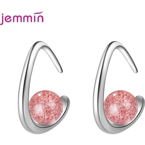 New Arrival Strawberry Crystals Moonlight Pink Zircon Earring 925 Sterling Silver Hook Ear Accessories For Female Jewelry Maker