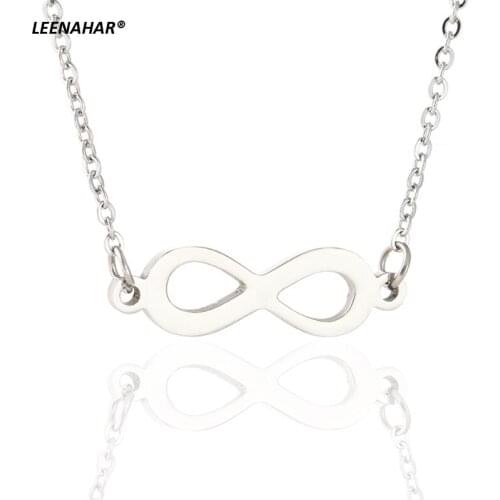 1PC Silver Infinity Necklace for Women Stainless Steel Eight Symbol Choker Forever Love Valentines Day Gift Jewelry SN1120