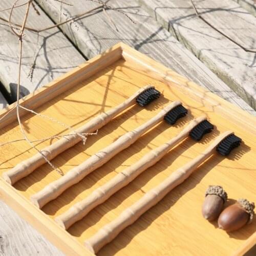 1PC Bamboo Handle Toothbrush Black Natural Soft Adult Toothbrush Deep Cleaning Teeth Food Residue Oral Hygiene Care Tools