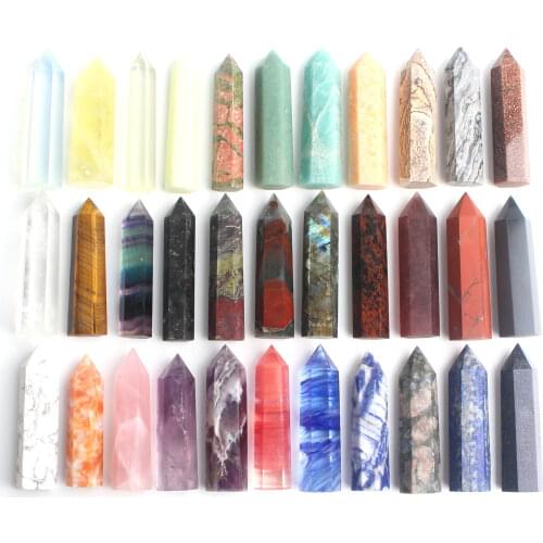1pc Crystal Obelisk Point Wand Jewelry Colorful Fluorite Rose quartz Reiki Chakra Healing Statue Decor Figurine Necklace Gift