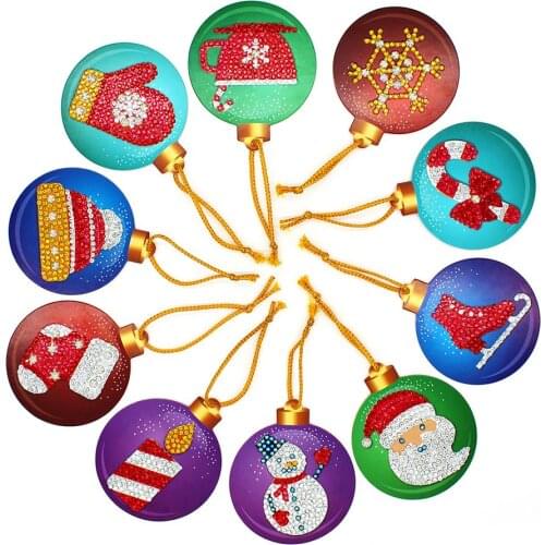 10pcs DIY Partial Drills Diamond Painting Special Shape Xmas Tree Pendants Ornament Christmas Decoration For Home
