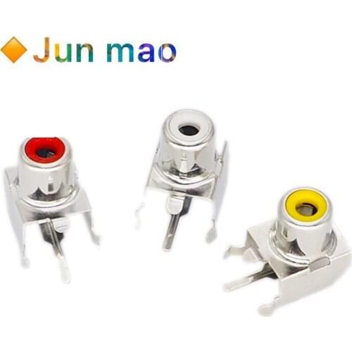 10pcs / batch RCA metal base av-103b red white yellow av-8.4-3 single hole lotus connector RCA lotus socket connector