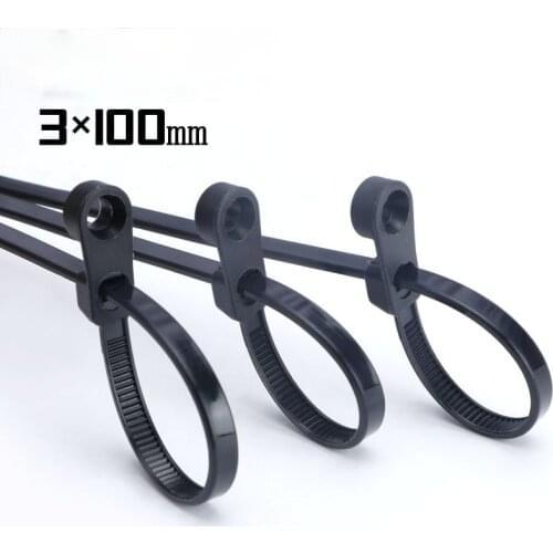 3*100mm 2.5mm 50Pcs Black White Mounting Hole Cable Ties Nail Screw Wire Hole Tie Self-locking Nylon Ties Screw Head Tie