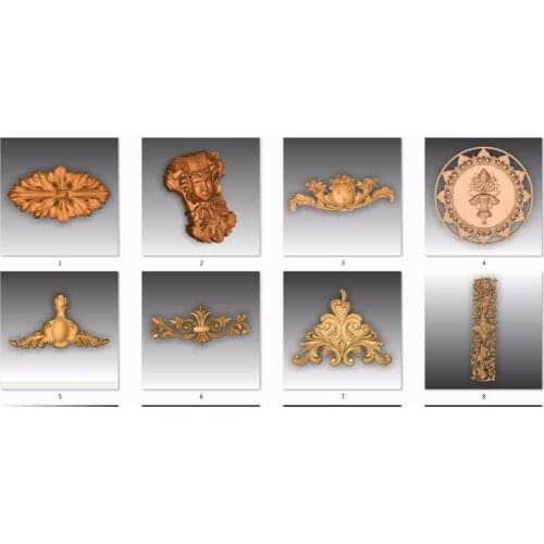 34 Pcs SET 3d STL Model for CNC Router Engraver Carving Machine Relief Artcam Aspire "Decor set" ES)