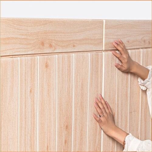 3D Wallpaper Wallpaper PE Foam Odorless Self-Adhesive DIY Panel Wood Grain Wall Stickers Bedroom Living Room