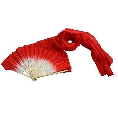 Promotion! Hot sale 1.8m Hand Made Belly Dance Dancing Silk Bamboo Long Fans Veils Red