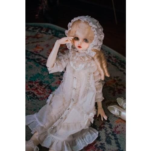 BJD doll clothes fsuitable for 1/3 1/4 1/6 size white skirt and lace retro court pajamas doll dress accessories