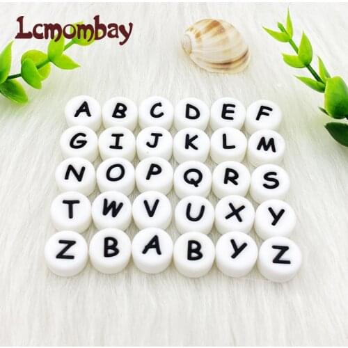 100PC Silicone Round Beads Baby Teether Beads Letter Chewing Alphabet Bead For Personalized Name DIY Teething Necklace